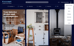 Furniture and interior decoration marketplace with geolocated listings — demo theme for the Medialem solution