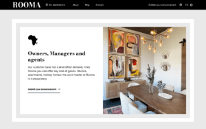 Rooma, a platform connecting travellers with accommodation owners across Africa, built with the Medialem solution