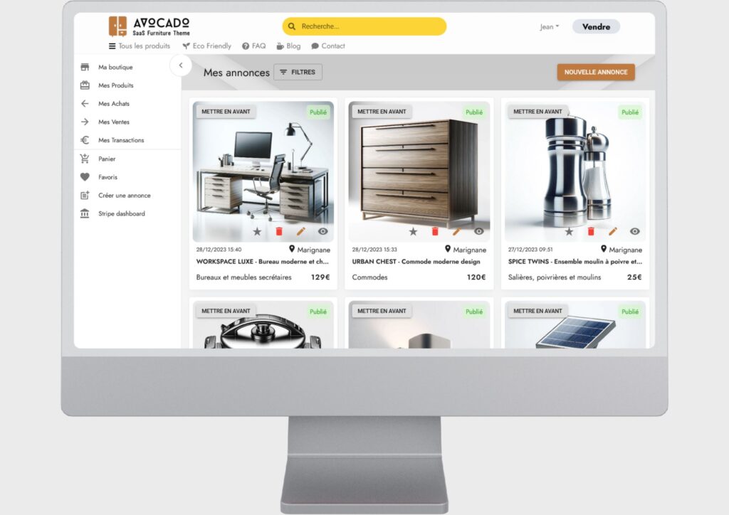 User area with ad management and order tracking — Medialem marketplace solution