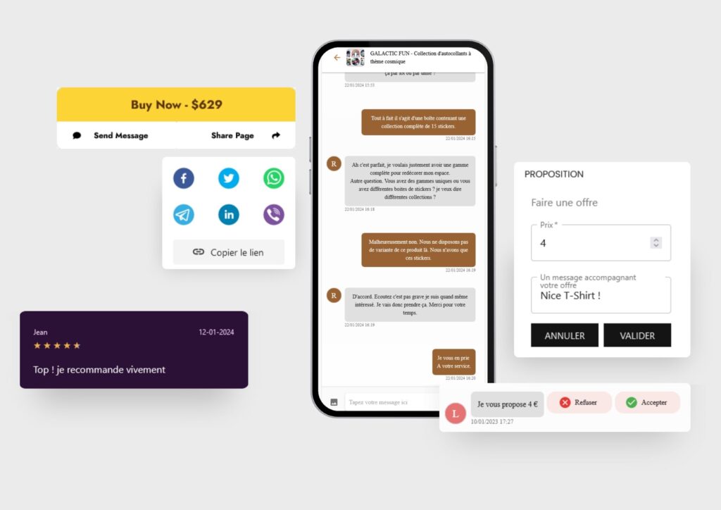 Internal messaging, reviews and price negotiation — Medialem marketplace solution